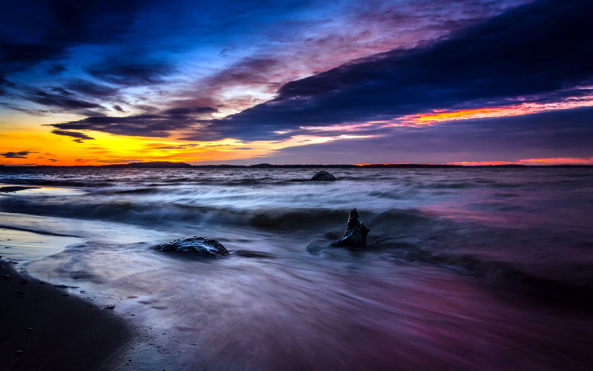 plaża chmury morze longexposure natura