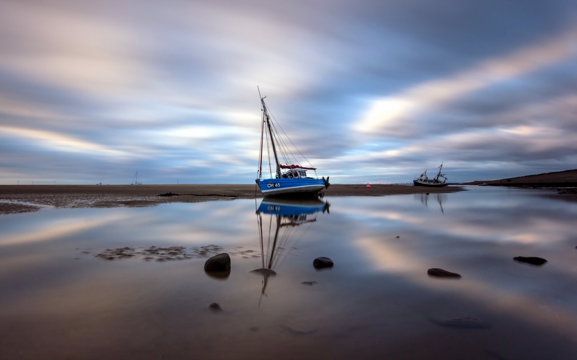 meols plage bateau mer longexposure