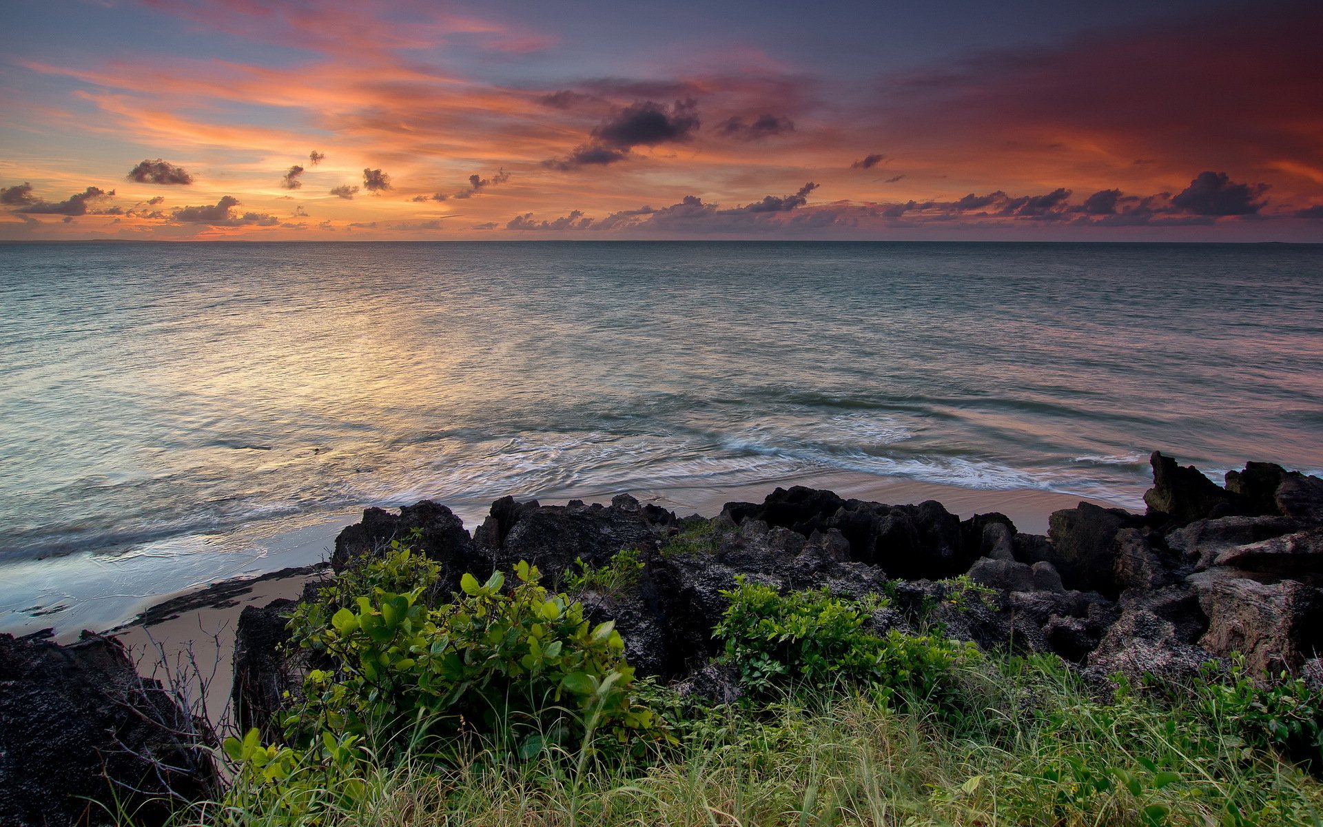 mer coucher de soleil paysage