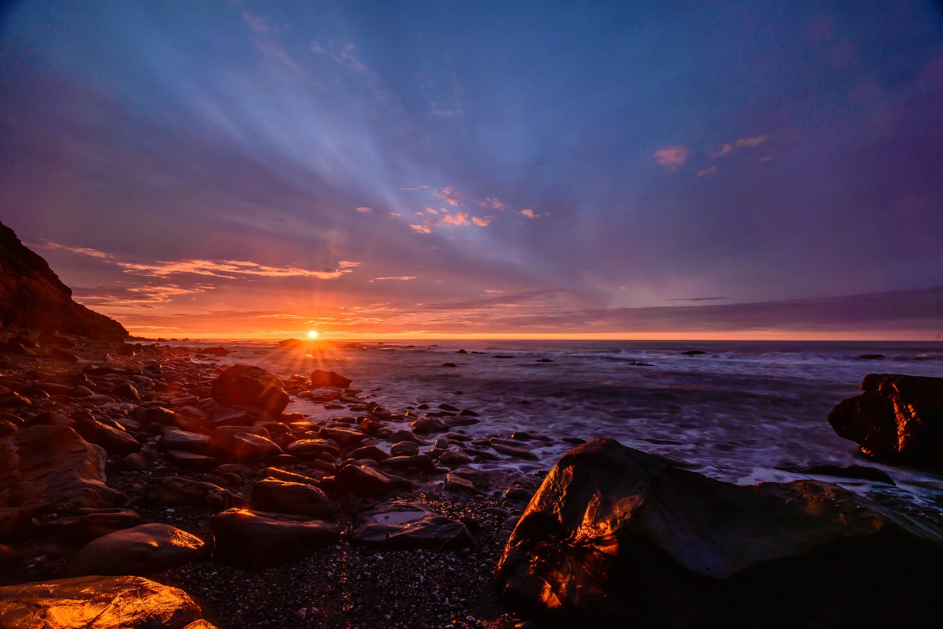 ciel soleil coucher de soleil côte ouest île du sud nouvelle-zélande