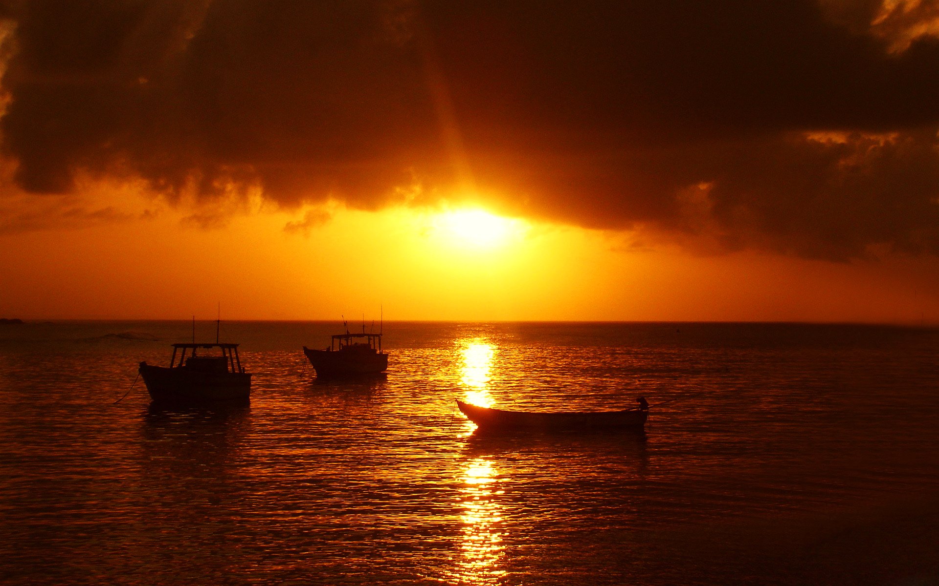 ky clouds sunset sea boat