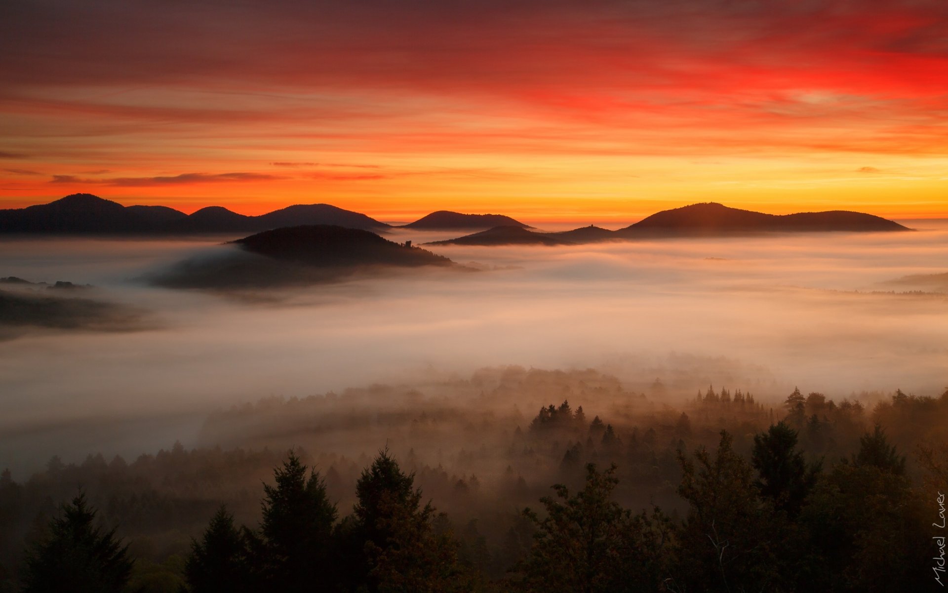 alba montagne foresta nuvole