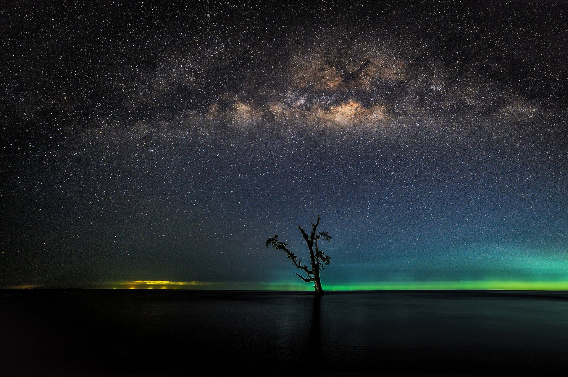 via lattea albero lago orizzonte stelle misteri baia