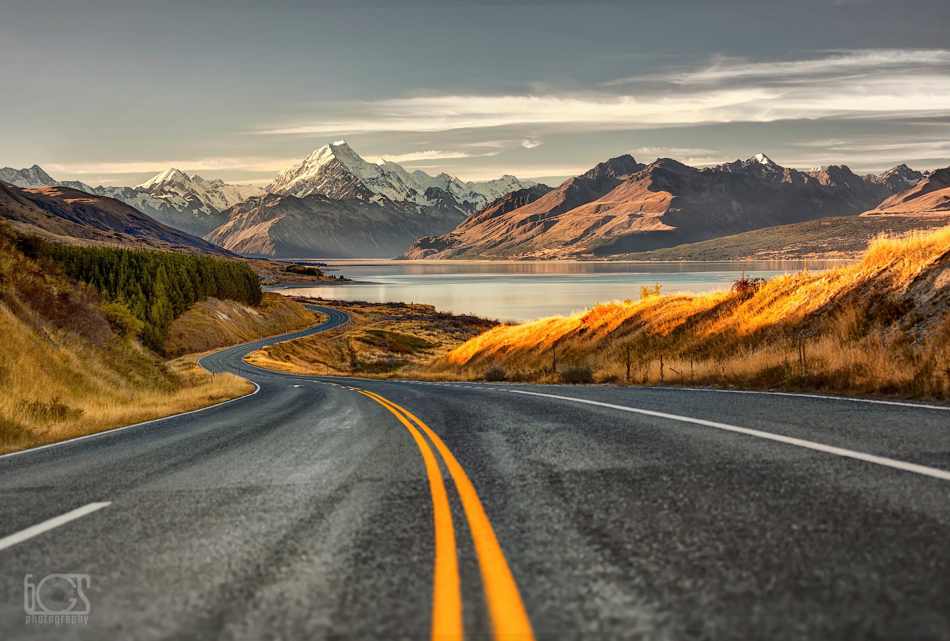 nueva zelanda isla del sur montañas alpes del sur carretera