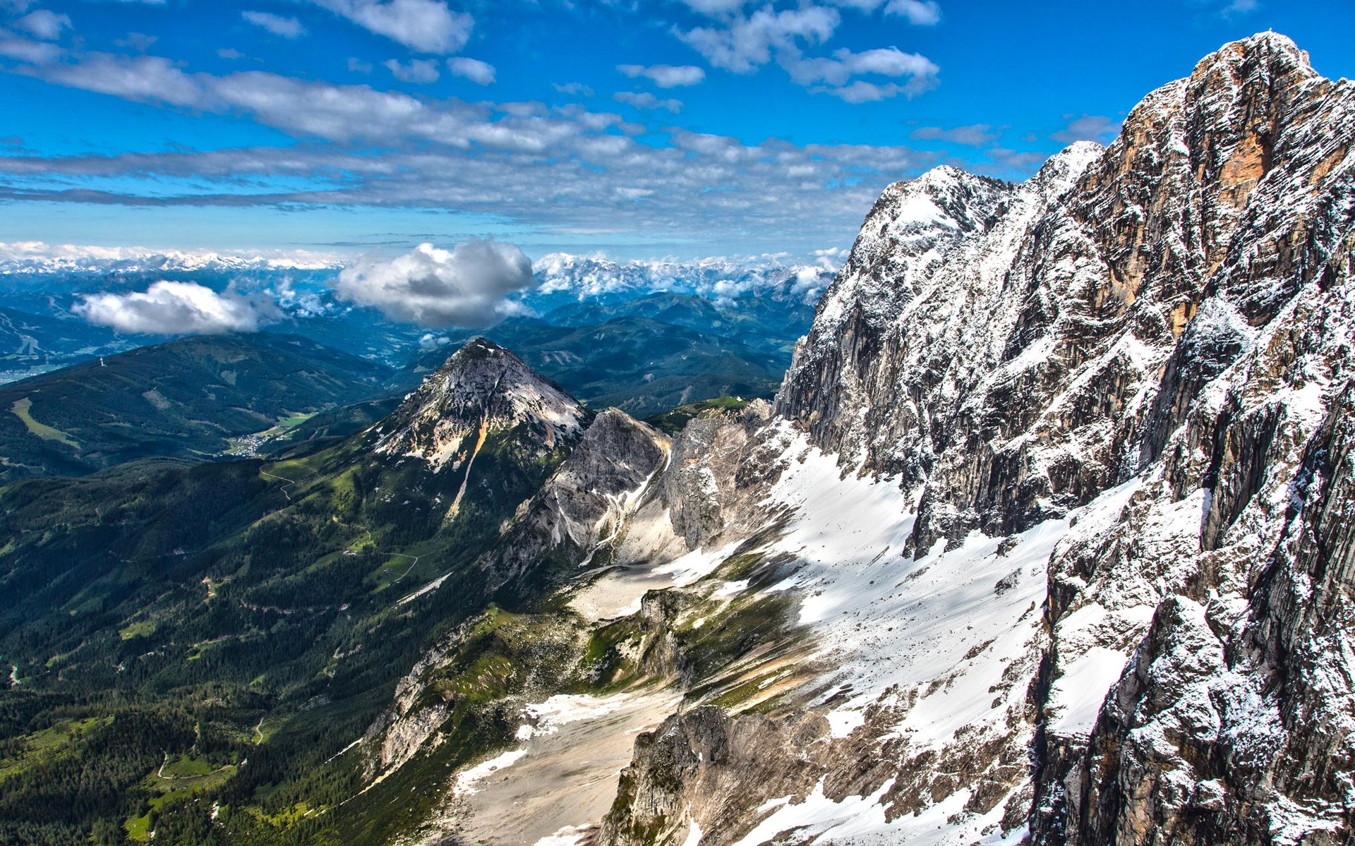 niebo chmury góry alpy austria szczyt śnieg