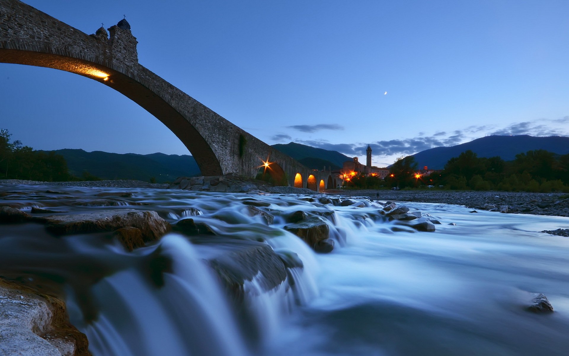 ponte del devilo fluss brücke nacht landschaft