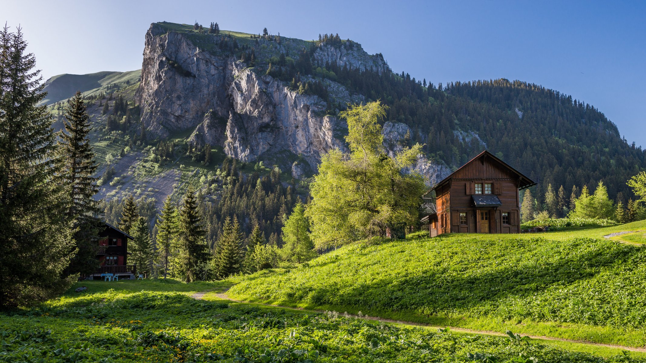 canton du valais suisse alpes montagnes arbres maison