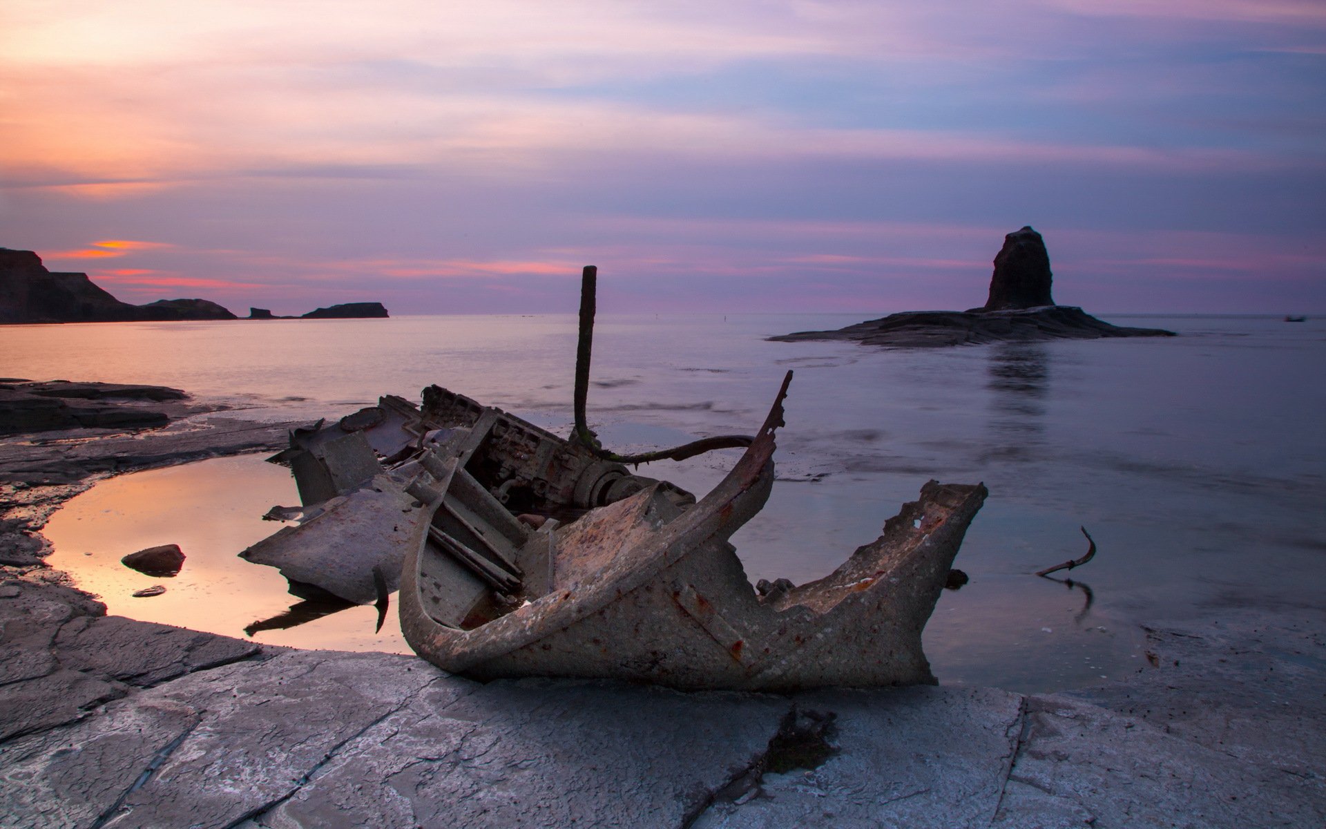 mare nave notte paesaggio