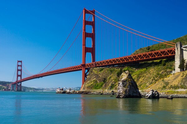 Golden Gate Bridge over the river