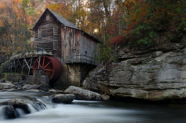 Mill by the river in the middle of the forest