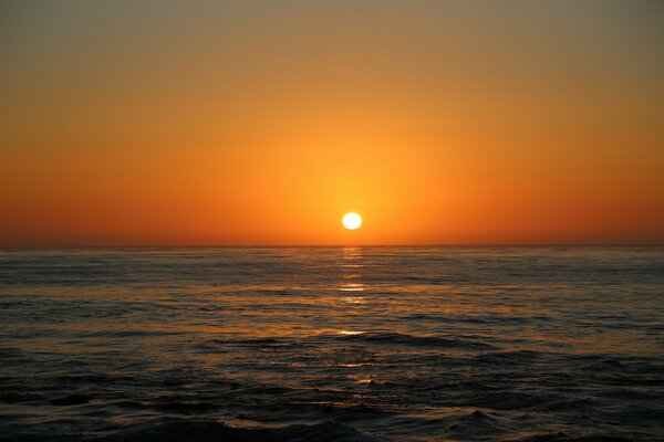 Calm sea on the background of sunset