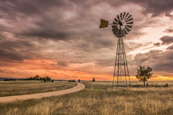 Paisaje del molino de viento en Australia