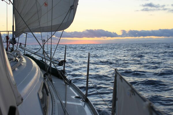 Boat trip on a yacht with a sail