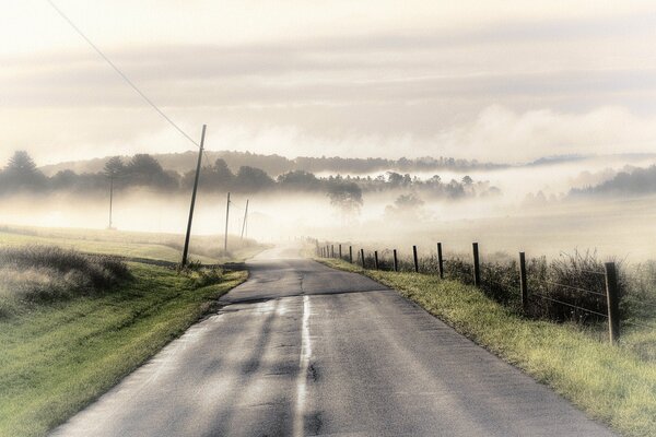 The road to the distance with a beautiful landscape