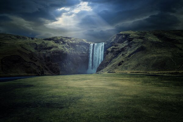 Waterfalls of Iceland. Nature of Iceland. Beautiful landscapes