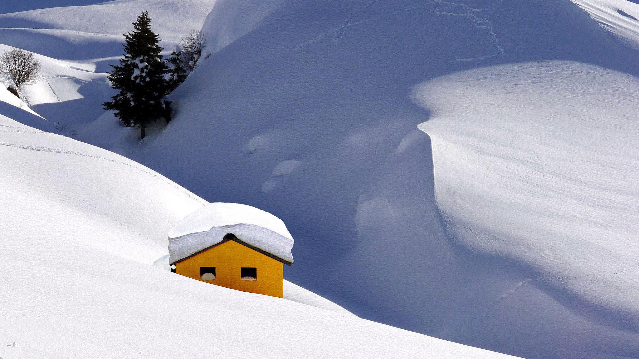 berge winter schnee haus baum fichte