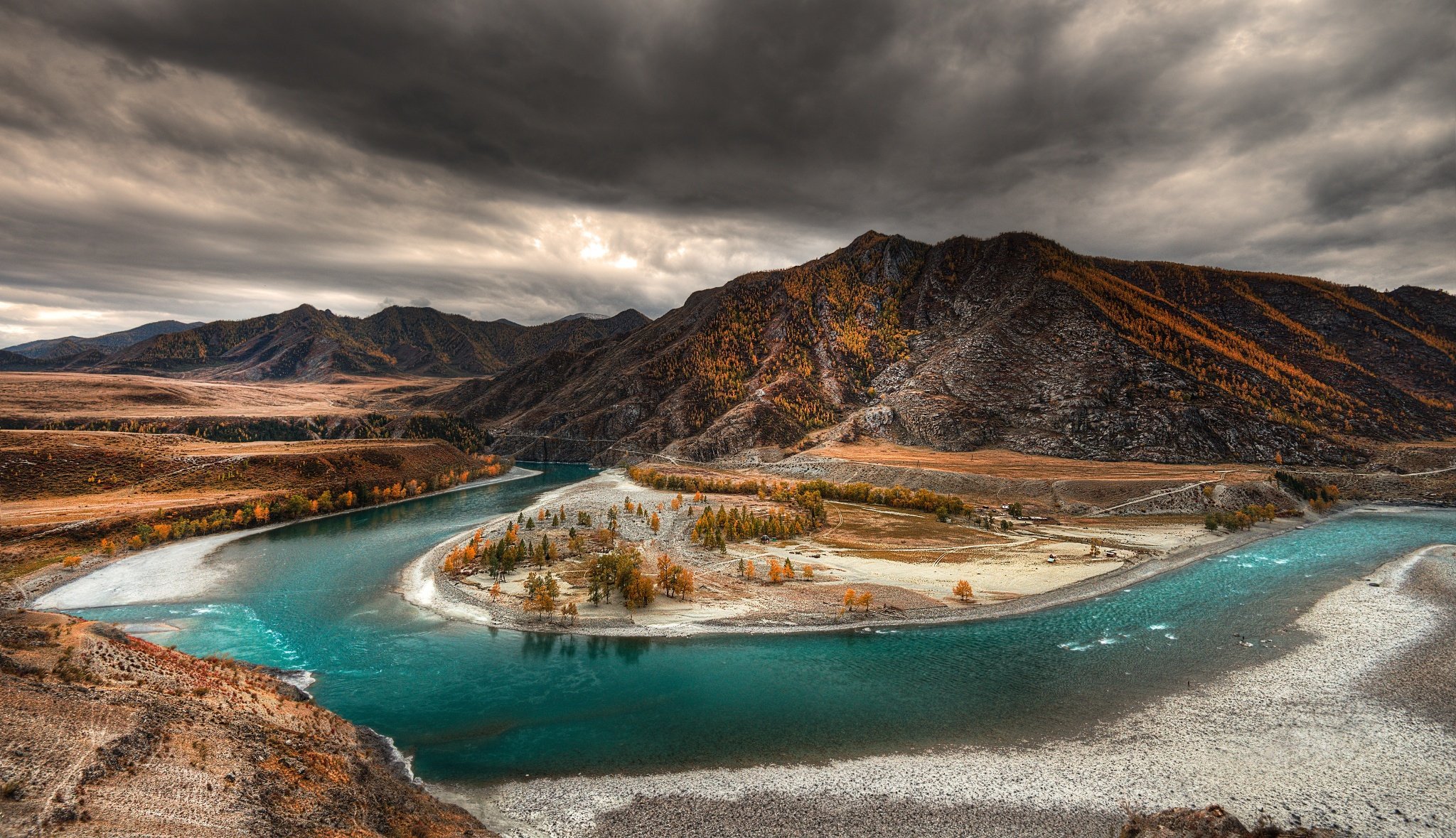 altaï confluence de chuy katuni montagnes automne ed gordeev