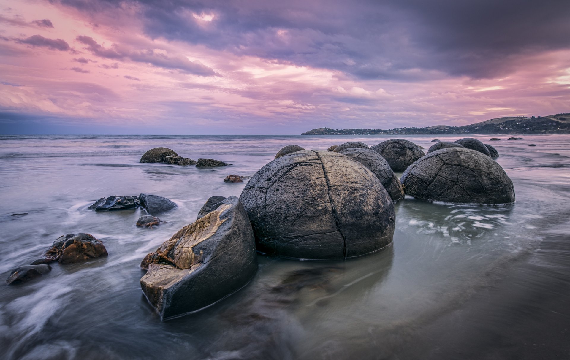 świt ocean plaża skały niebo horyzont