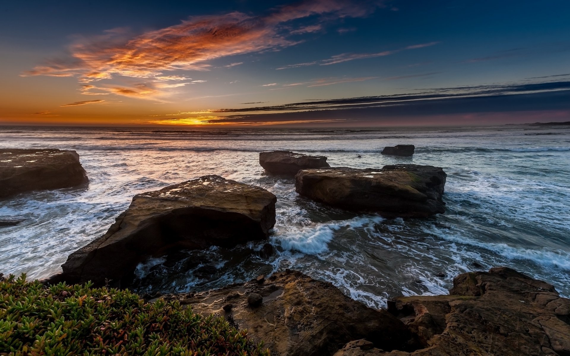 puesta de sol mar paisaje