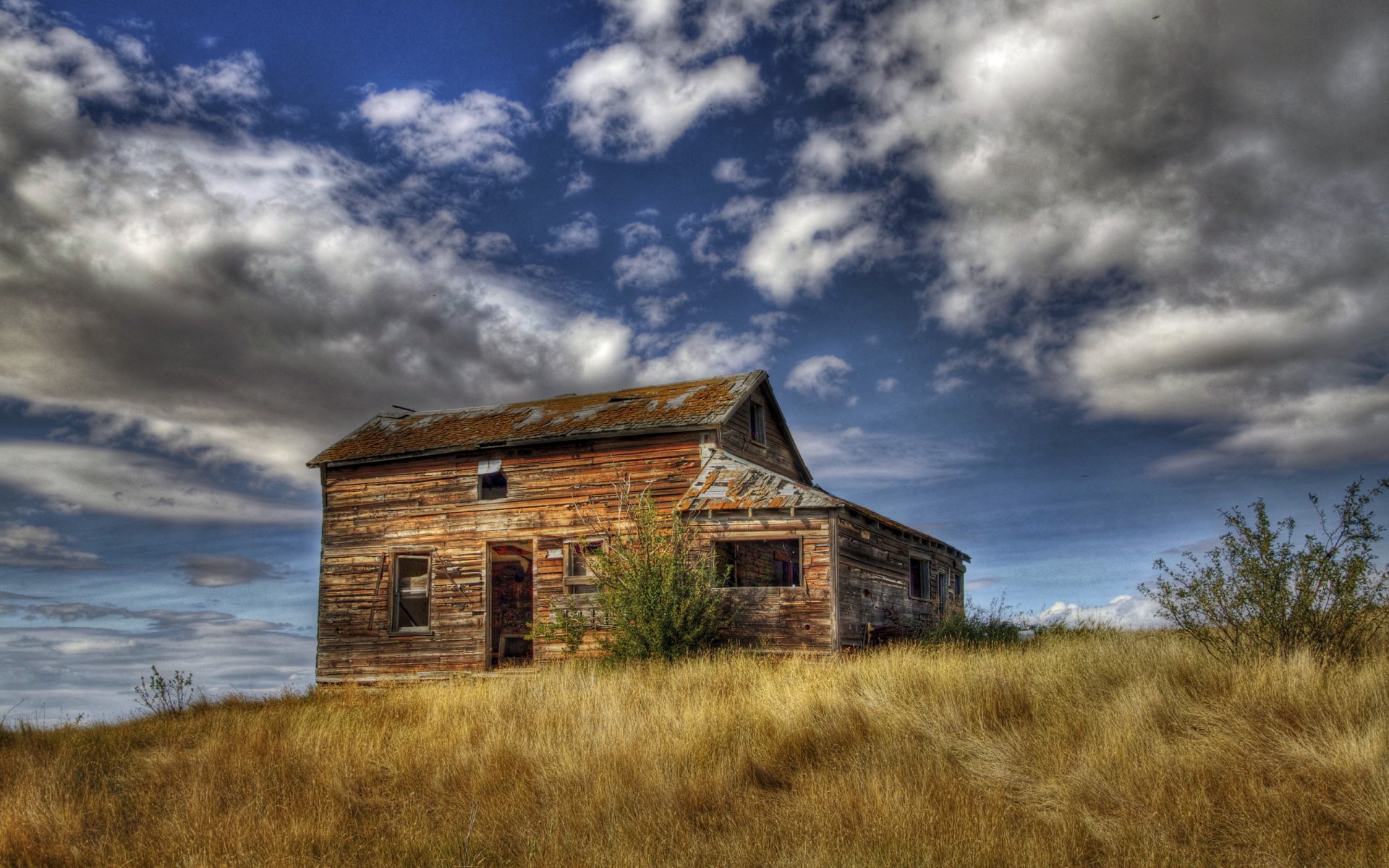 house the field sky landscape hdr