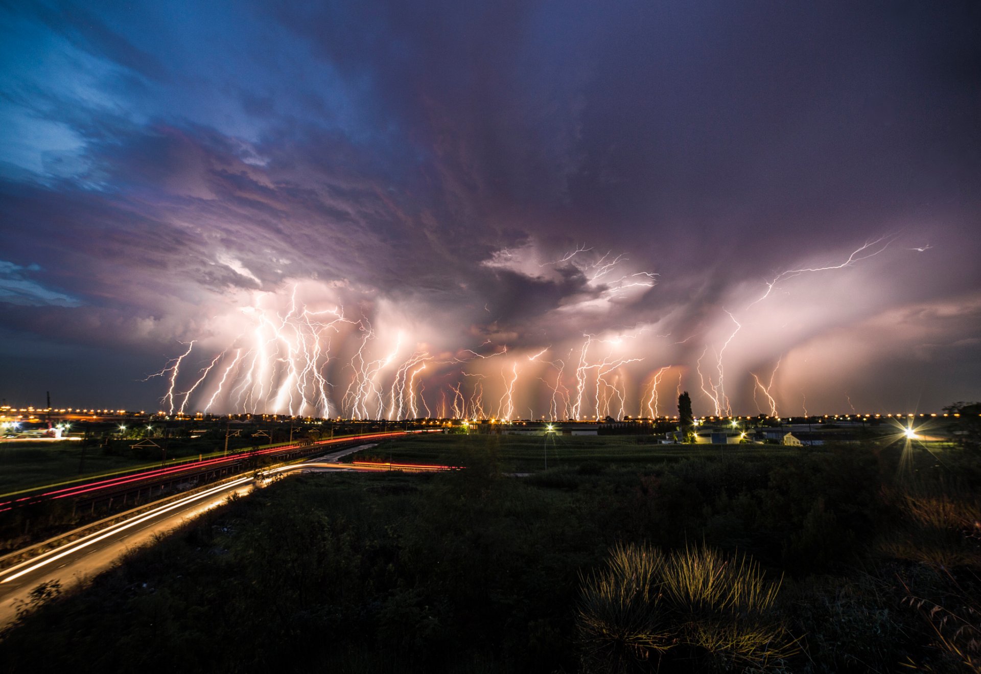 noche cielo relámpagos camino luz exposición