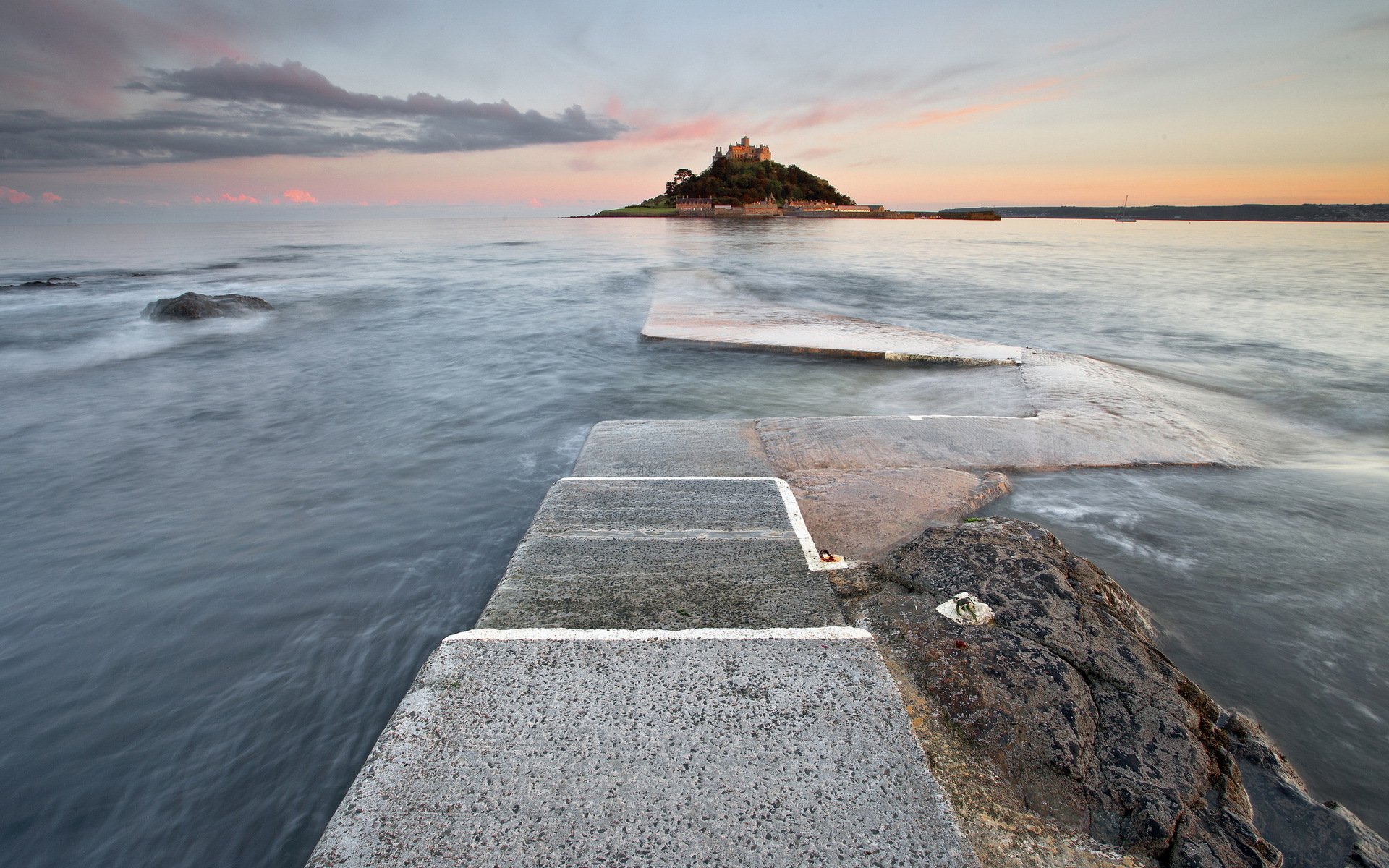 england marazion st.michaels moun lighthouse sea landscape