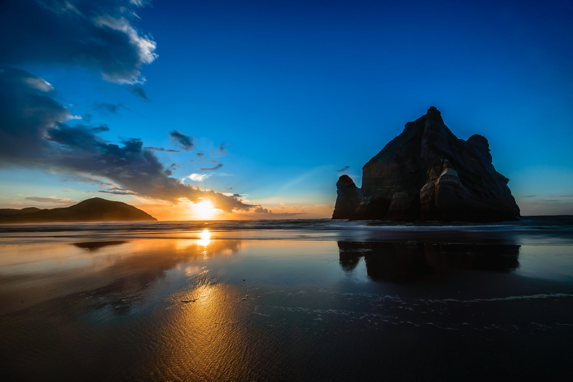 nz wharikiri plaża plaża skała świt piasek nowa zelandia