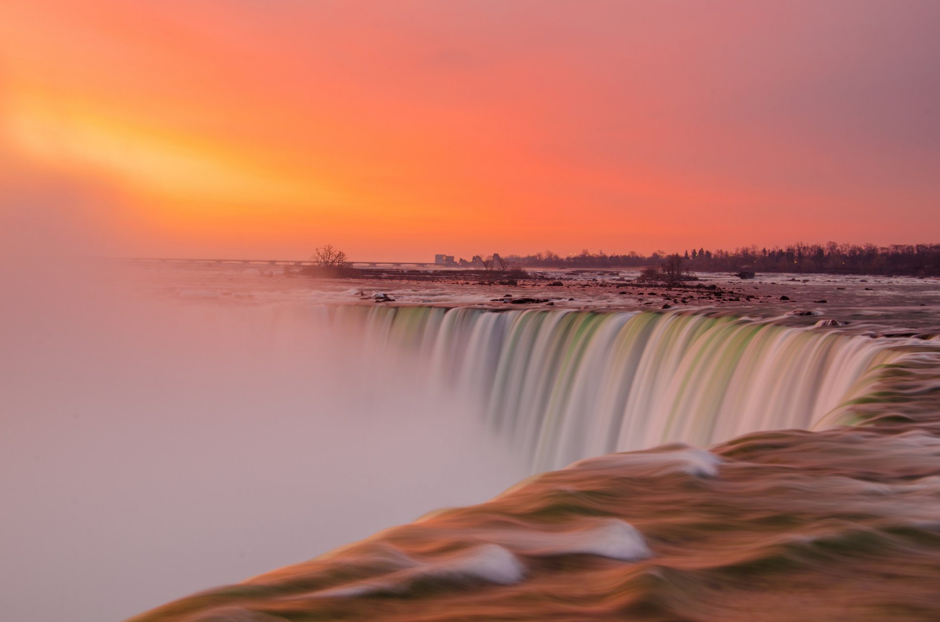 rzeka niagara wodospad niebo zachód słońca