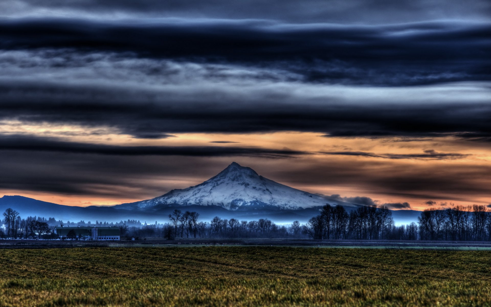 night the field mountain