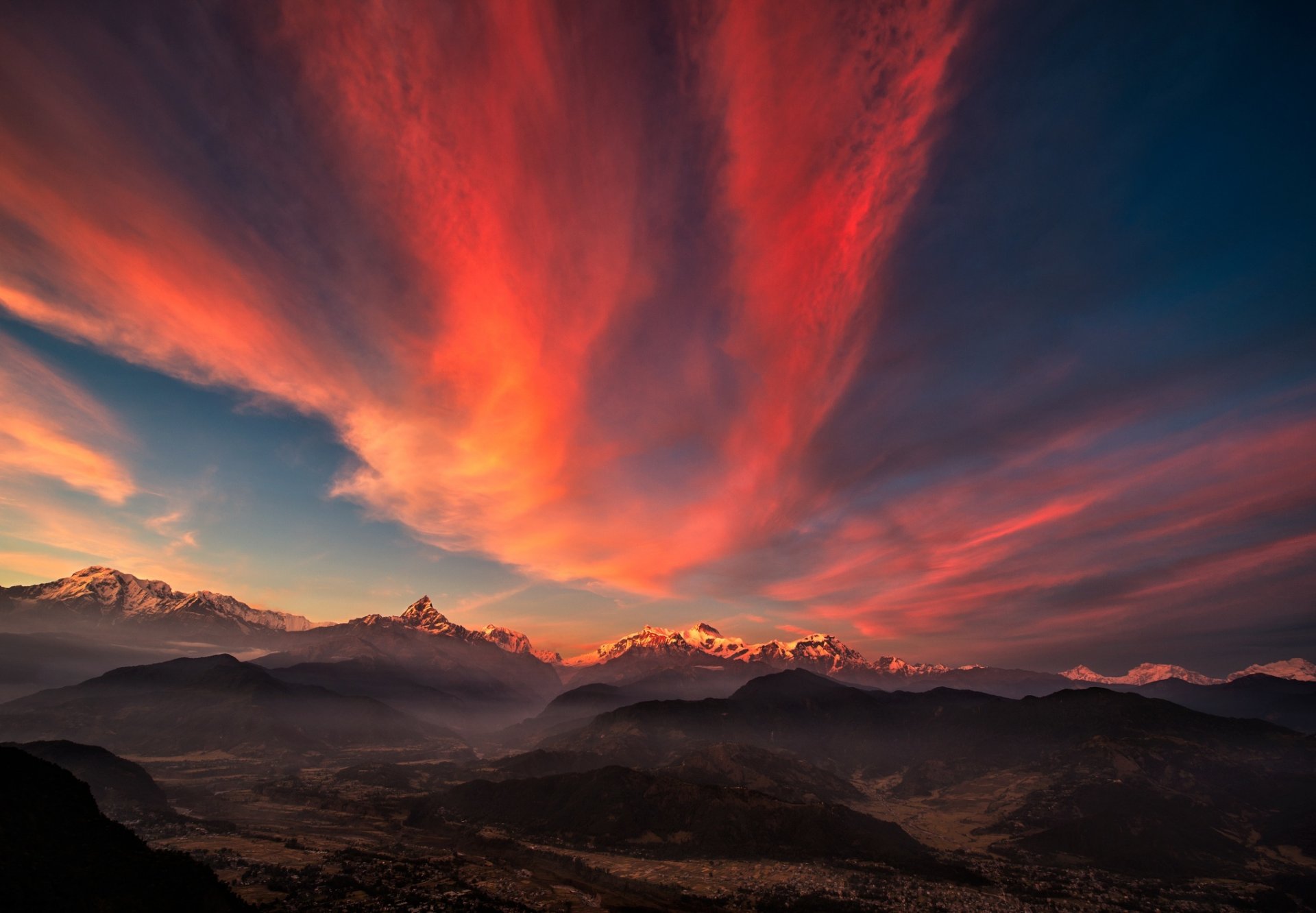 panorama alba valle montagna tibet