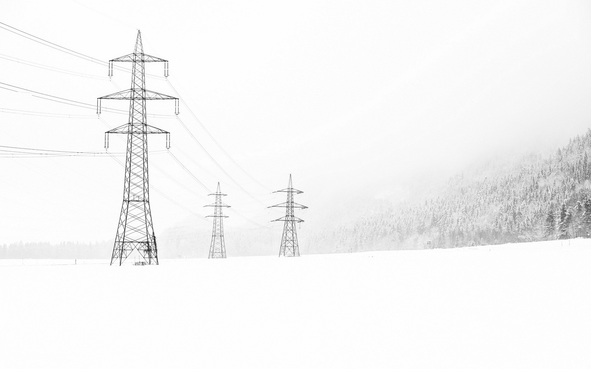 winter schnee stromleitung landschaft