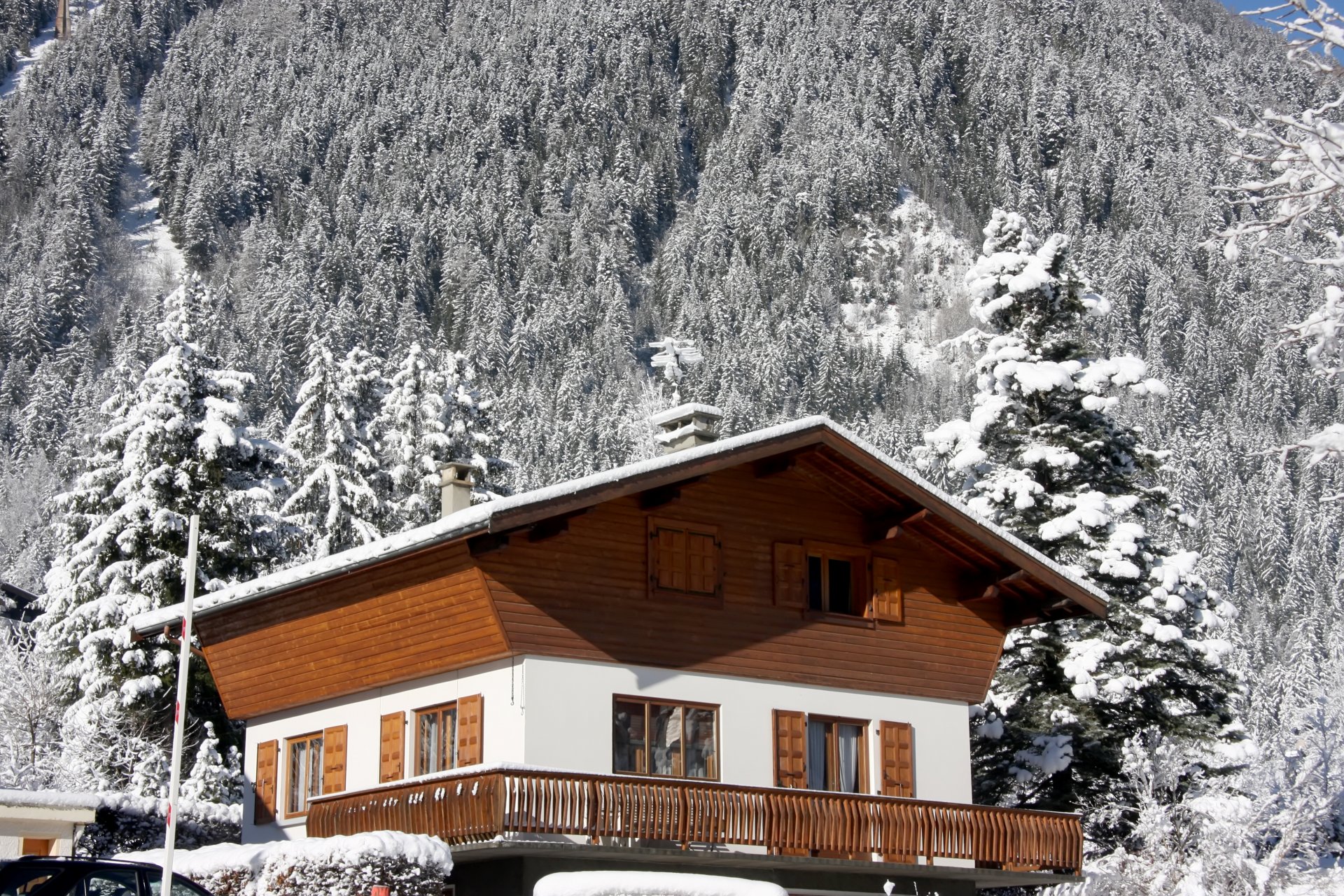 alps mountain house winter landscape nature snow