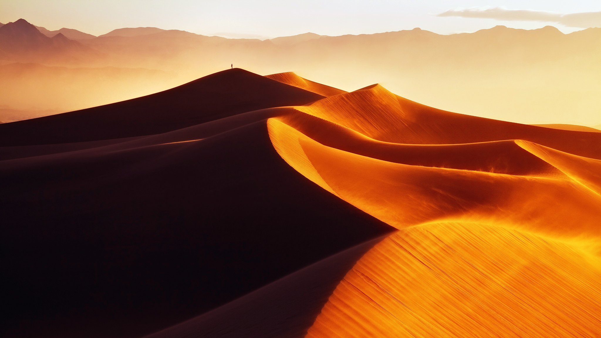 désert matin sables d or sable dunes barkhans homme lumière