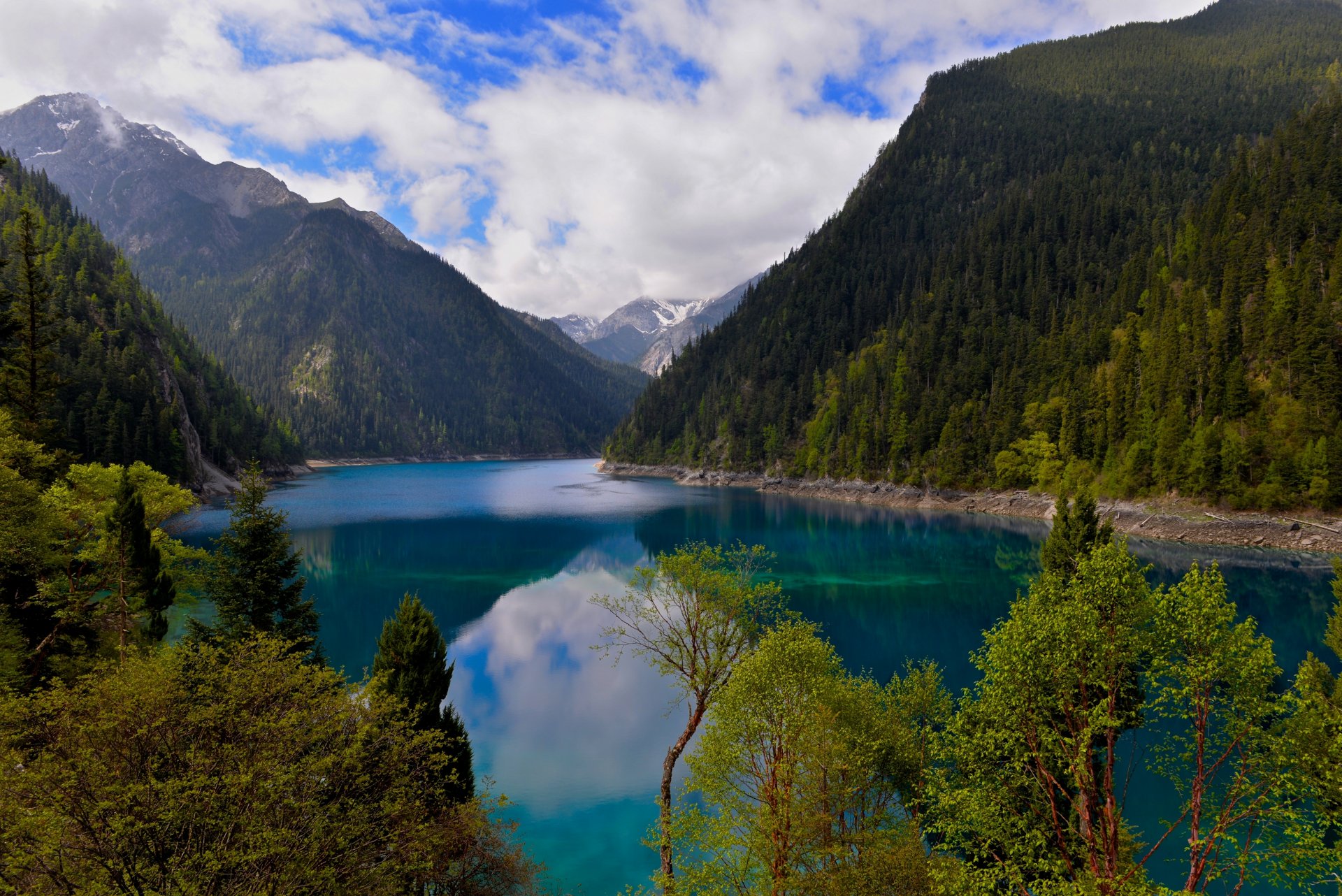 lago lungo jiuzhaigou sichuan cina minshan lago lungo riserva naturale lago montagne