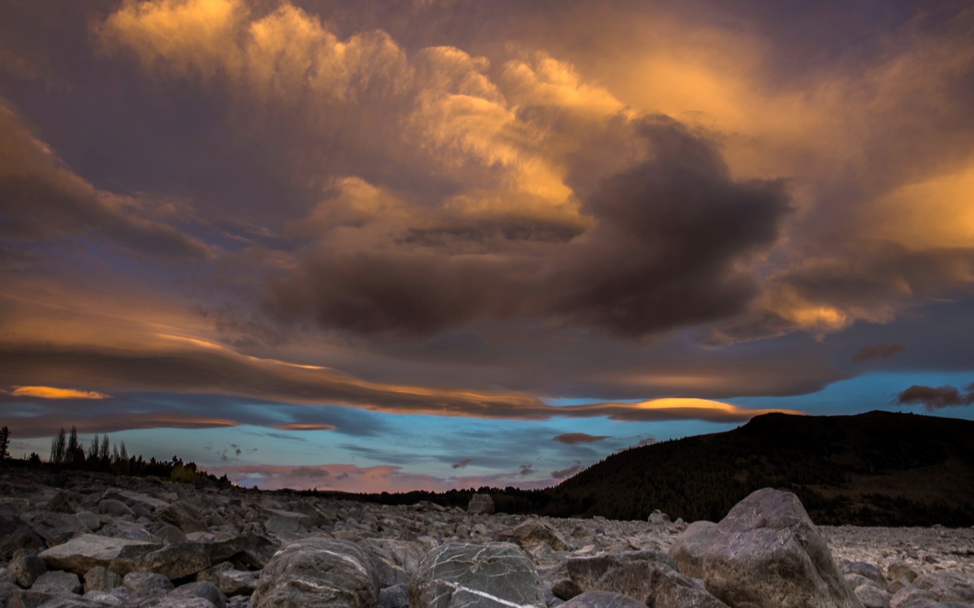 tekapo amanecer sale el sol las nubes