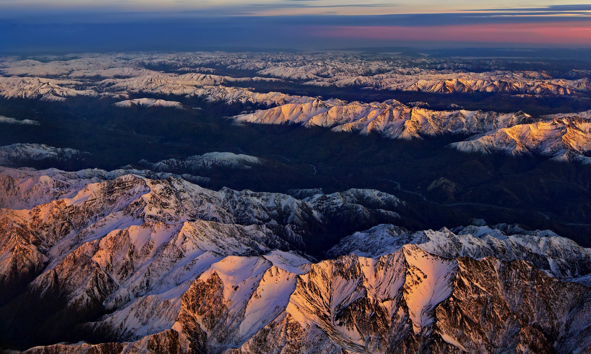 cielo nubes montañas puesta de sol picos nieve