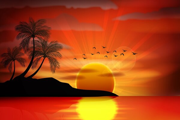 Солнце море пальмы остров