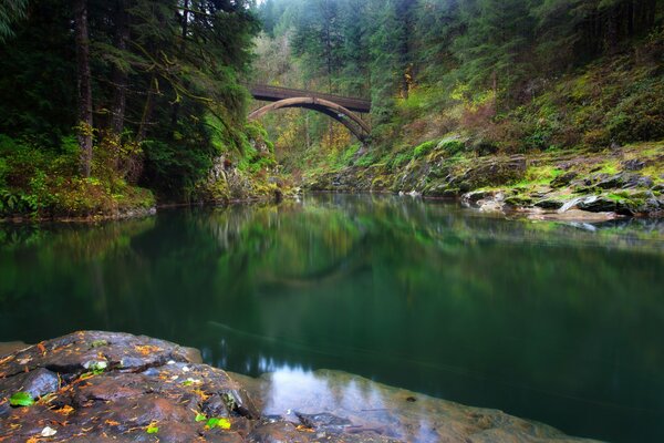 Bridge over the Lewis River in summer in Washington