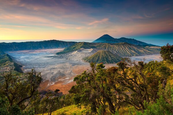 A top view of the volcano and the valley of mists