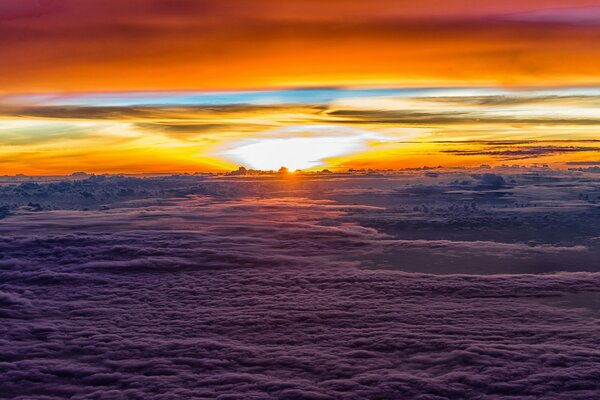 Yellow and red clouds from sunset