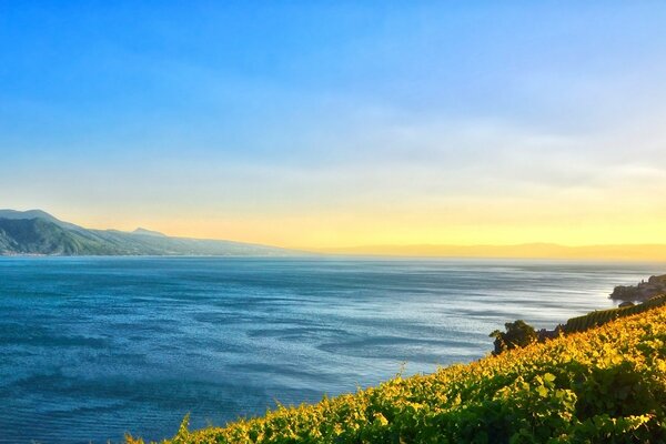 À l horizon, seule la mer au-delà des montagnes