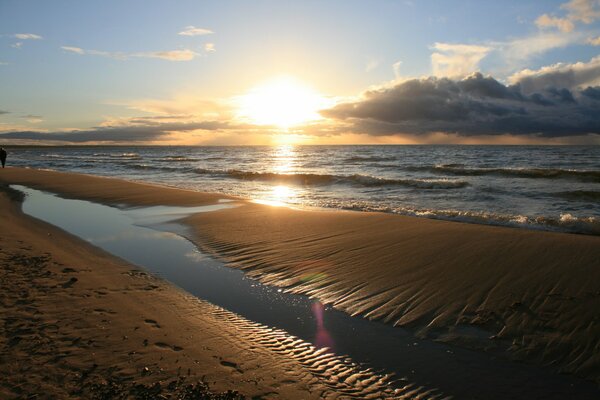 Sunset sun on the Baltic Sea