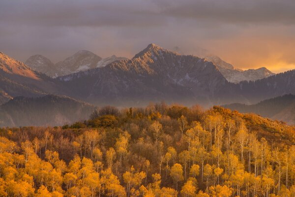 Mountain landscape at sunset