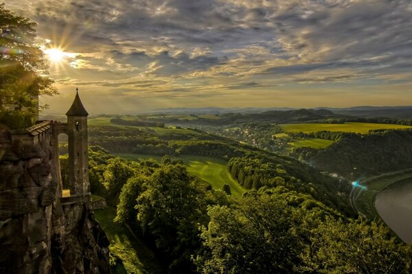 Panorama of the summer landscape in Koenigstein