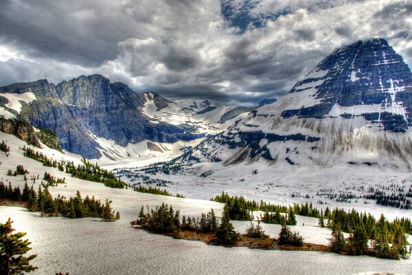 Winter snow mountains in Canada