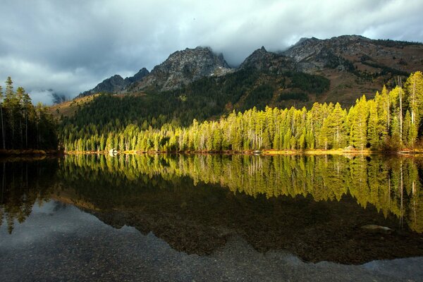 Mountain landscape with reflection in the lake