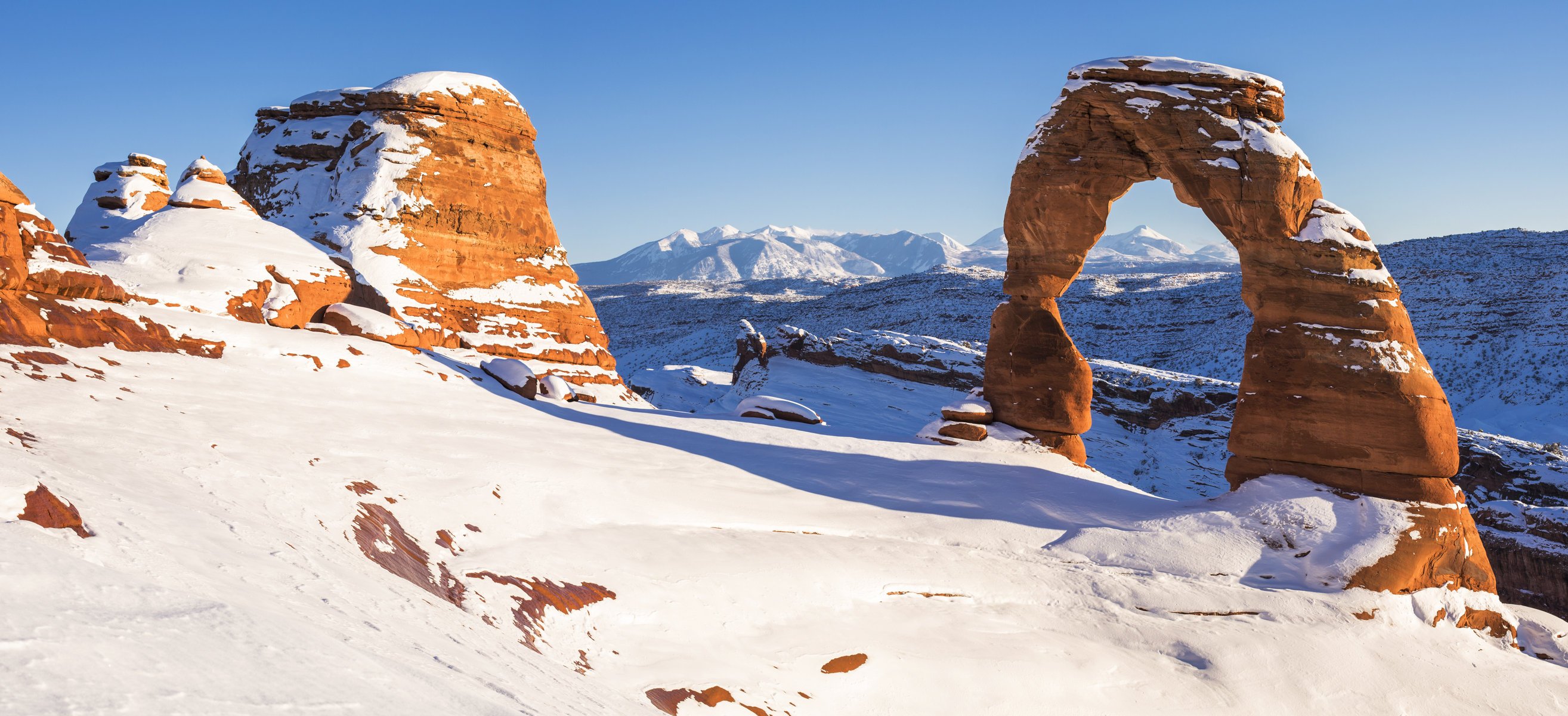 estados unidos cañón arco rocas invierno nieve panorama