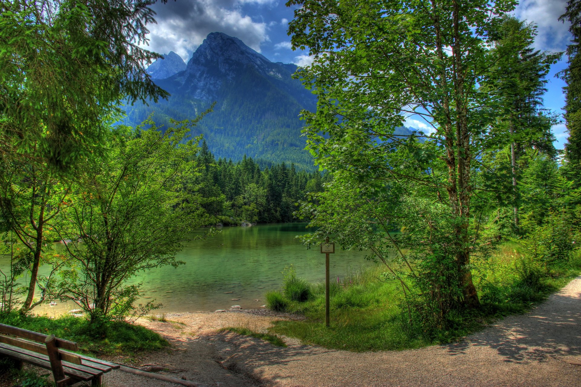 пейзаж германия горы рамзау-берхтесгаден бавария hdr деревья природа