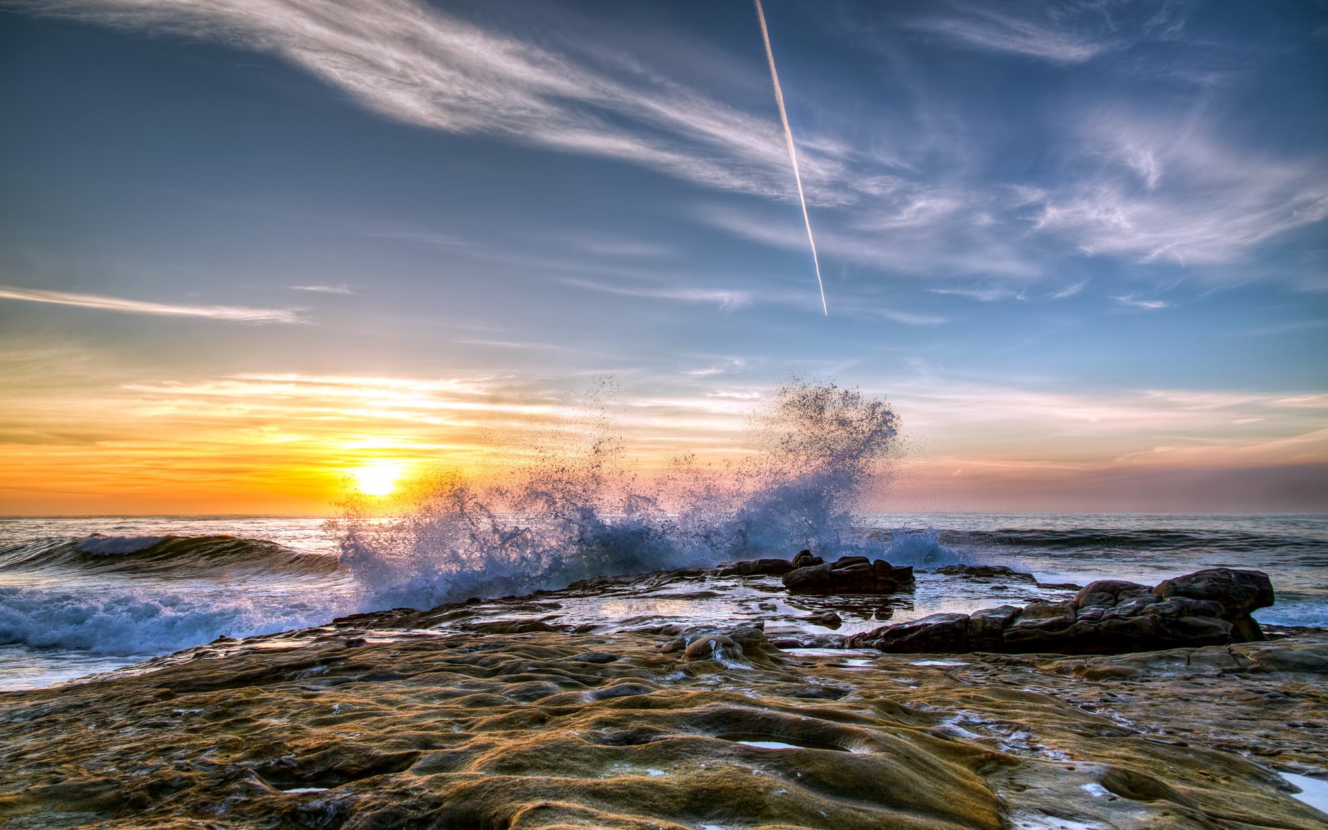 meer sonnenuntergang wellen landschaft