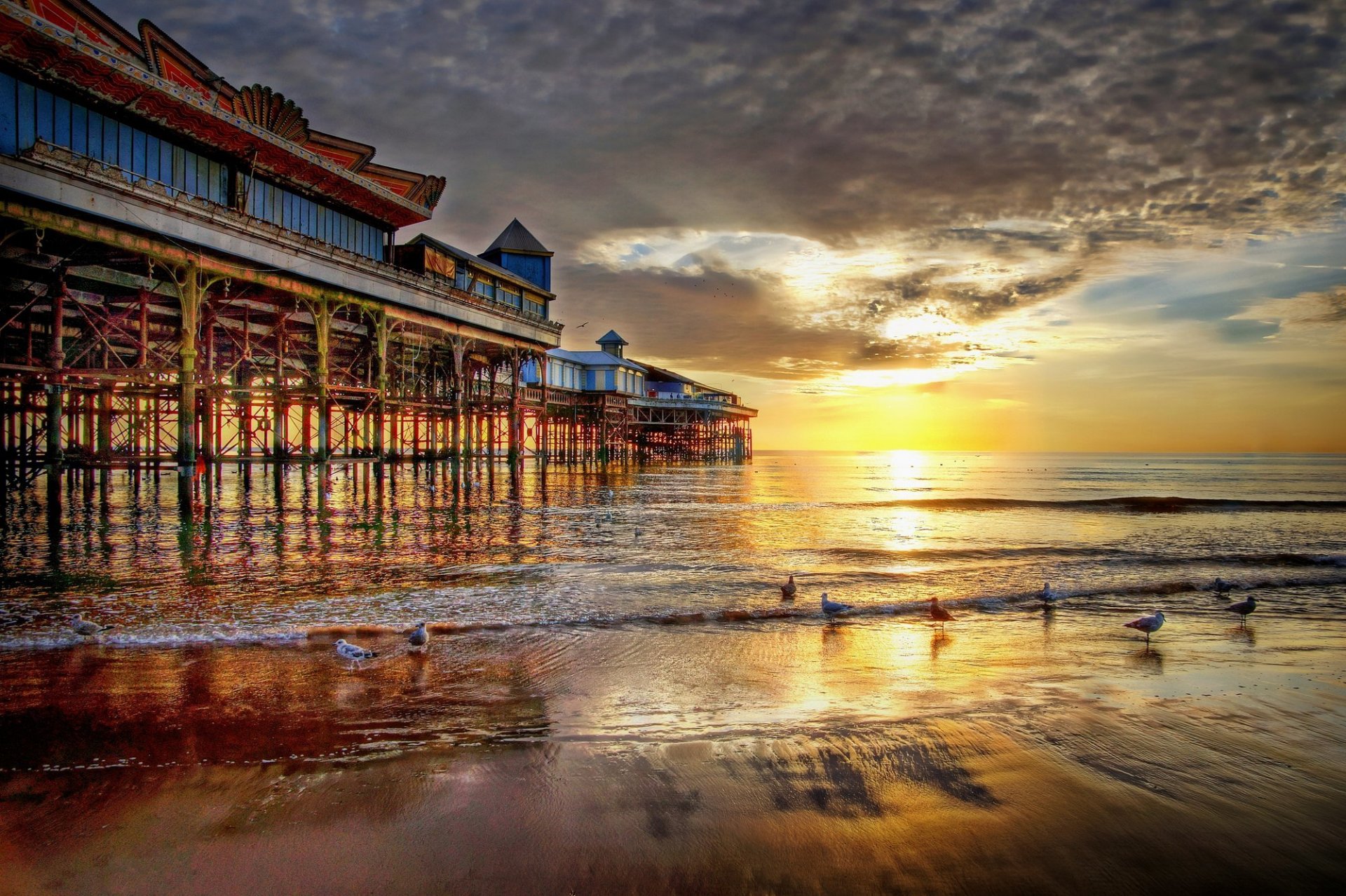 nature paysage ciel coucher de soleil plage océan soleil sable mer aube pont